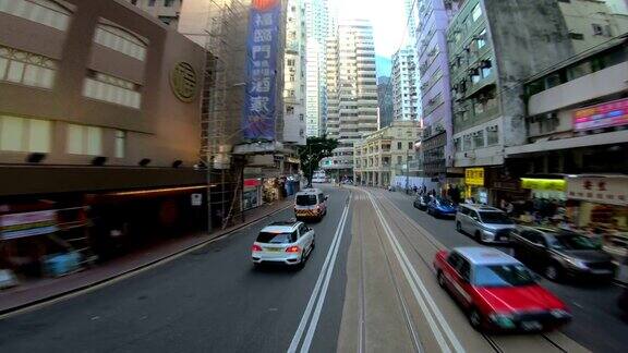 从有轨电车拍摄香港城市街道
