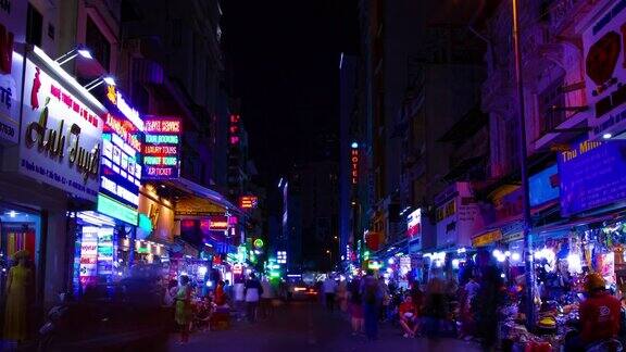 越南胡志明市的霓虹街