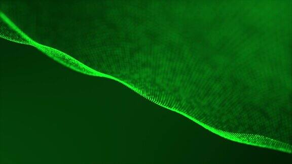 绿色数字抽象粒子波背景网络或技术背景移动粒子