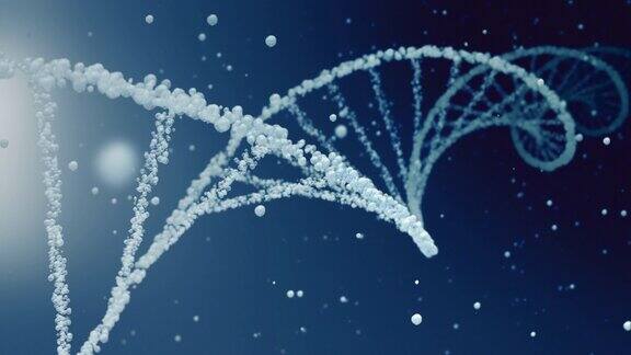 深蓝色和白色化妆品水泡沫DNA和mRNA美丽螺旋背景环与细胞液滴和复制空间