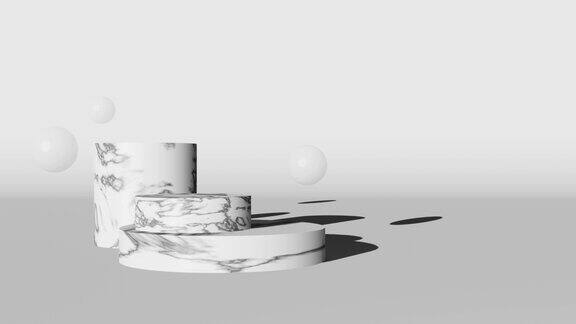 大理石石头混凝土平台平台泡沫粗糙的阴影3D动画高级豪华化妆品展示场景商店出售现代皇家底座示范处单色背景