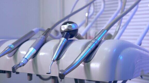 牙科诊所的工具特写滑块没有人