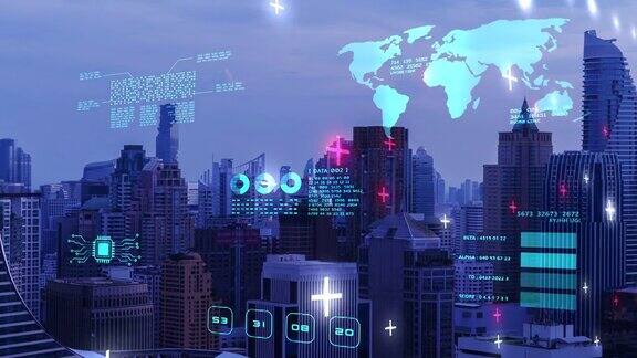 智慧城市物联网物联网ICT数字技术未来化、自动化管理智能数字技术安全和电力能源可持续发展的元空间城市虚拟增强