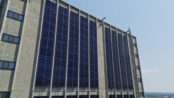 壁挂式太阳能电池板近距离航拍