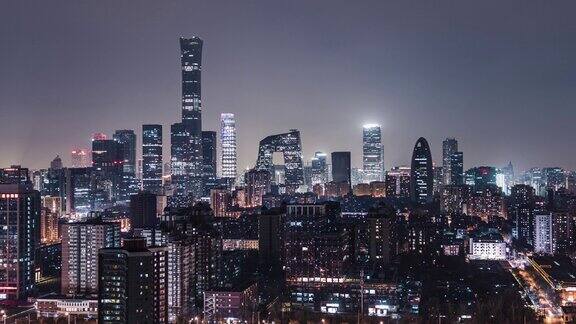 TD鸟瞰图北京和市中心在晚上北京中国