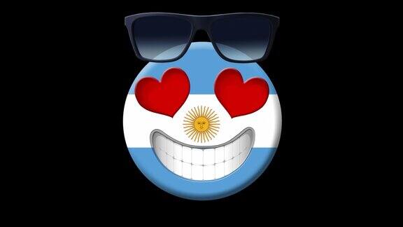 阿根廷由Alpha频道(透明背景)隔离的阿根廷国旗笑脸动画动画Emoji脸部图标动画表情阿根廷旅行