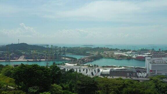 新加坡城市晴天圣淘沙岛著名商场航拍全景4k