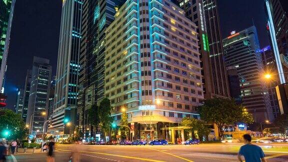 多彩的夜晚交通在新加坡时间流逝视频