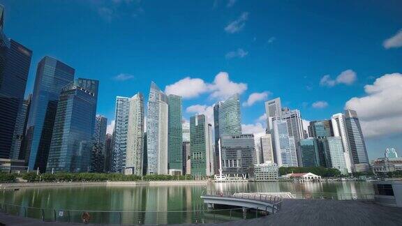 新加坡中央商务区蓝天飘云4K延时