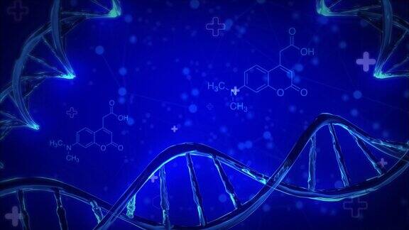 线框DNA分子结构网格在软蓝色环背景