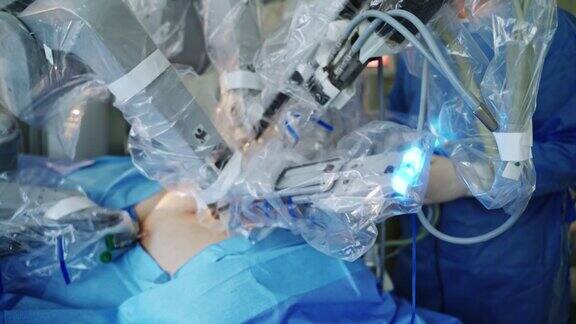 手术室微创机器人手术医用外科机器人为病人做手术高科技医疗机器人