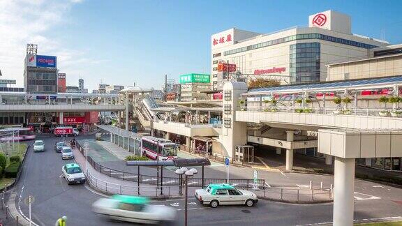4K延时:旅客拥挤的丰田巴士和名古屋火车站