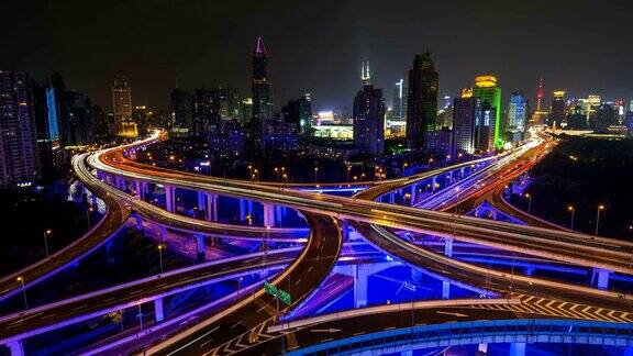 4k-Timelapon上海夜间城市公路交通