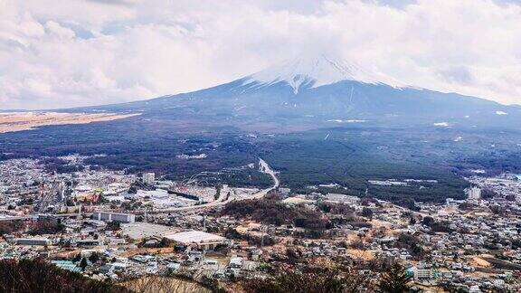 富士山河口湖鸟瞰图