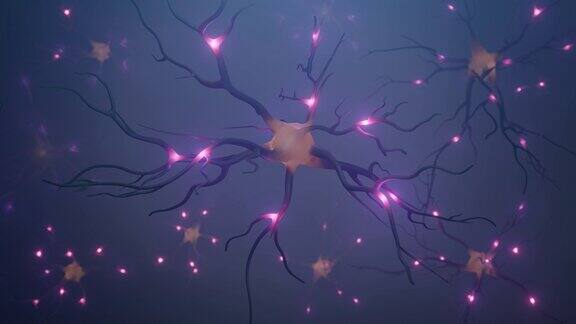 飞行在一个神经网络3D渲染动画