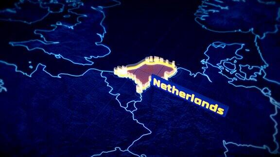 荷兰国家边界3D可视化现代地图轮廓旅游