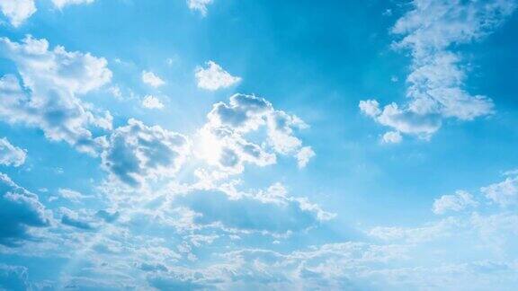 阳光照在蓝天白云上的延时