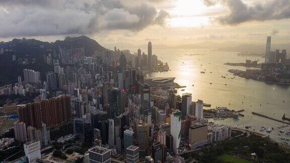 高空摄影香港日落