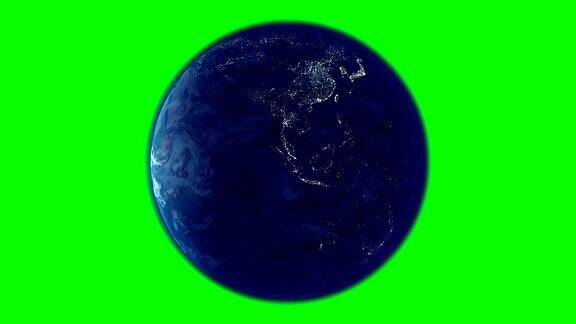 地球自转绿色背景无缝循环3D动画