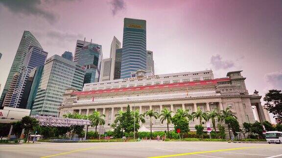 日光新加坡市区交通街道著名酒店全景4k时间推移