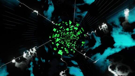 绿色和黑色的抽象设计与蓝色和黑色的背景循环动画