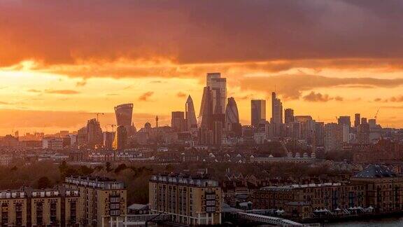 日落到夜晚伦敦城的的时间推移视图