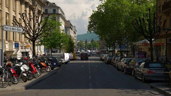 瑞士白天时间日内瓦市交通街道全景4k
