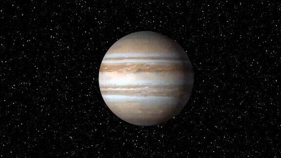 抽象现实的木星行星在天空动画木星行星和星空背景