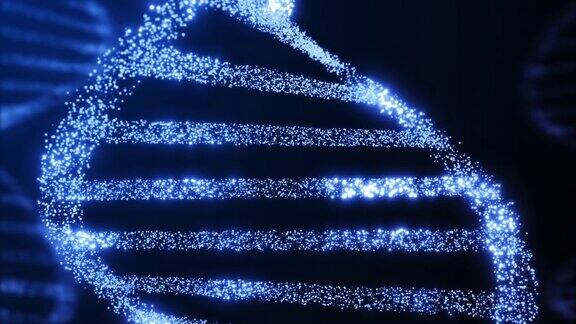 放大:DNA螺旋结构发光分子旋转科学蓝色背景
