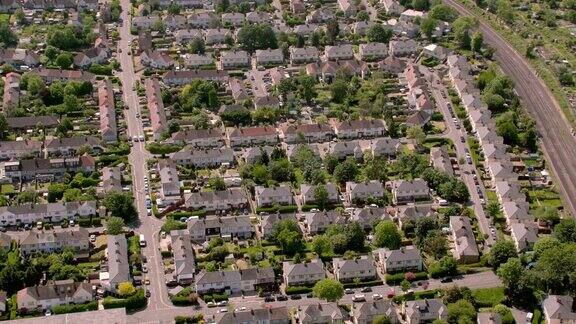 英国伦敦郊区住宅鸟瞰图4k