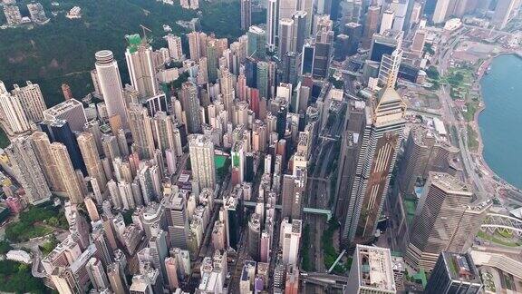 科技连通性概念的香港城市鸟瞰图