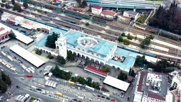 无人机拍摄的索契火车站索契市的中心景点交通枢纽城市中心