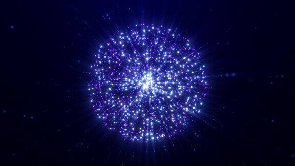 抽象的发光球体能量球闪耀着光芒神奇的粒子和点原子科学抽象背景无缝循环