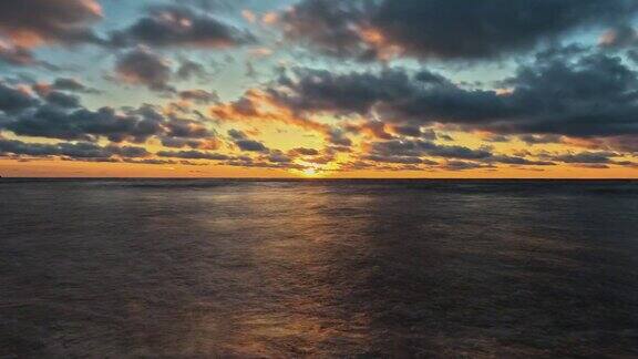 拉脱维亚Pavilosta日落时波罗的海的延时景观美丽的金色日落在海滩海景