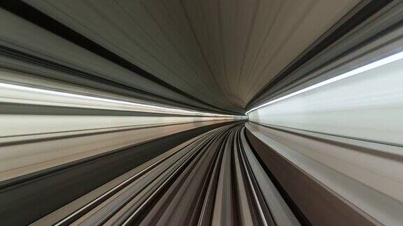 POV地铁列车通过隧道阿联酋迪拜