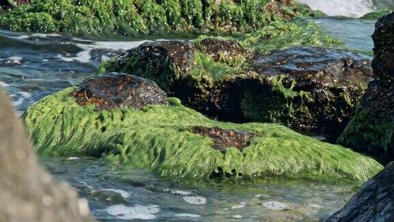 海浪拍打着沙滩