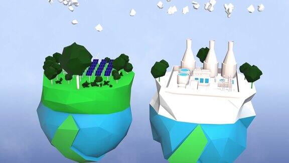 神奇的生态岛漂浮在空中的4k视频