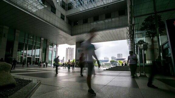 4K延时:新加坡城市景观办公室背景与行人