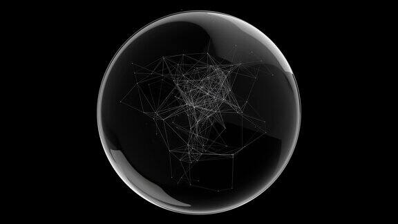 网络由水晶球构造而成像图形一样上下变化改变股票市场的控制观念动画ใ