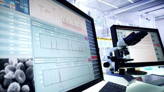 未来的实验室设备电脑屏幕上的血细胞研究