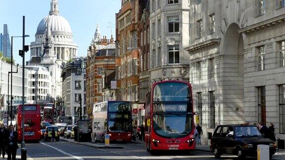 伦敦舰队街、路德门山和圣保罗大教堂(4K超高清到高清)