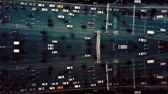城市交通空中的背景镜面效果