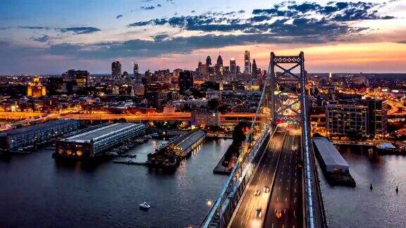 本·富兰克林大桥和费城的空中超视距