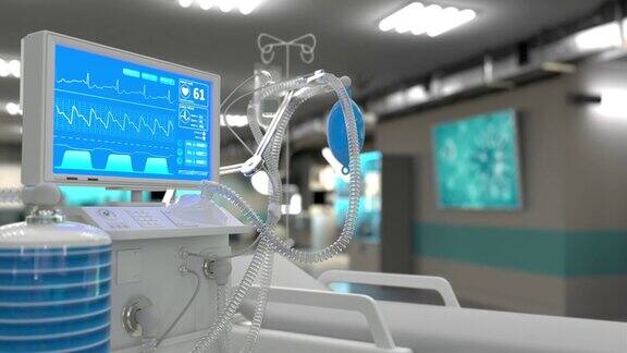 cg医学3D动画ICU临床呼吸机