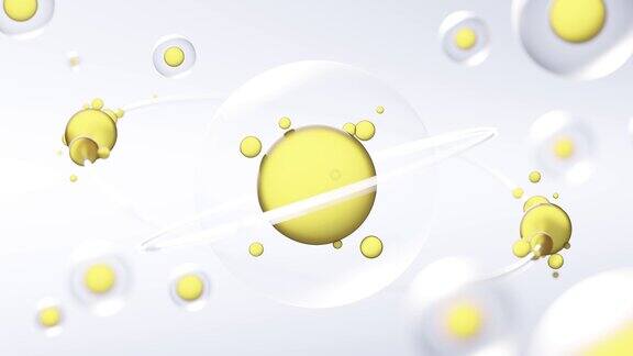 3D黄金胶原蛋白精华液和维他命透明质酸护肤液三维动画