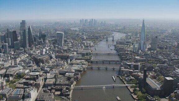 伦敦被封锁-直升机鸟瞰图泰晤士河(东部)第一部分2020年4月