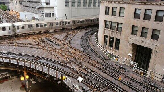 芝加哥Loop金融区的高架地铁