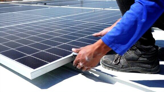 在仓库屋顶安装太阳能电池板-绿色能源-可再生能源