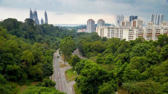 时光流逝从高处俯瞰新加坡的城市景观