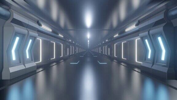 科幻宇宙飞船隧道3d动画